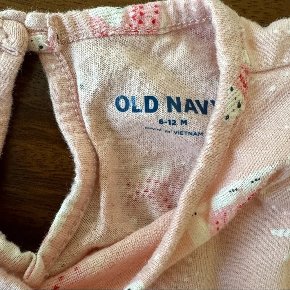 Old Navy Light Pink Polar Bear Cotton Romper 6-12M